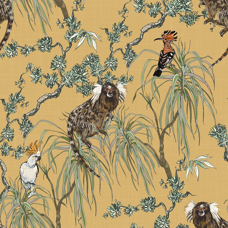 ткань Marmoset Jungle в цвете Rattan